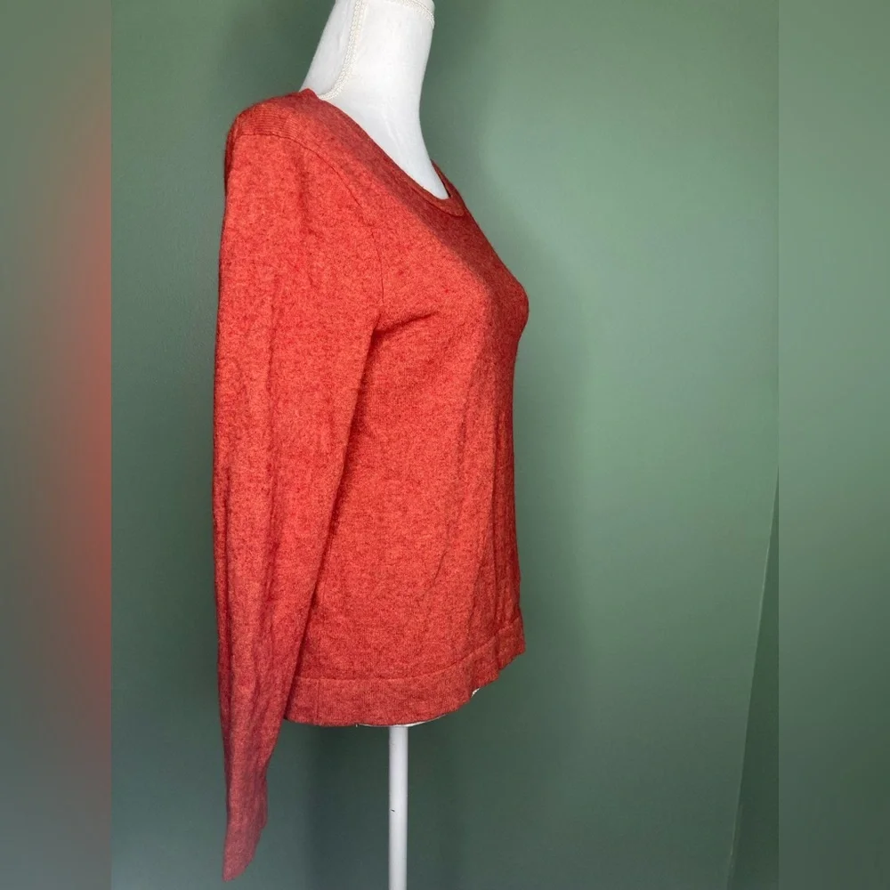 J Crew Teddie Sweater Medium Merino Wool Cotton Blend Crew Neck Pullover Orange - Picture 6 of 12